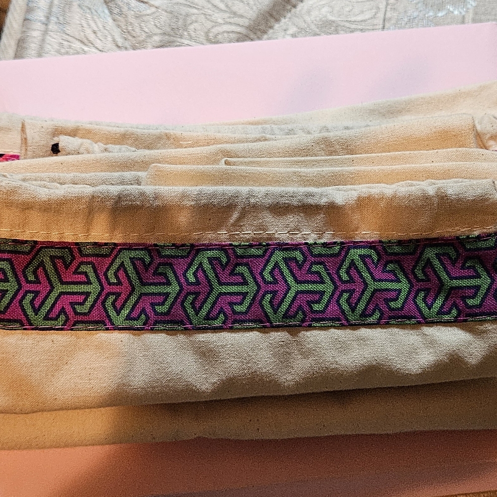 Tory Burch Cream Travel Bag with Pink and Green Accents